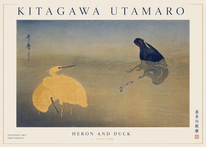 Kitagawa Utamaro Heron and Duck No6 - Poszter