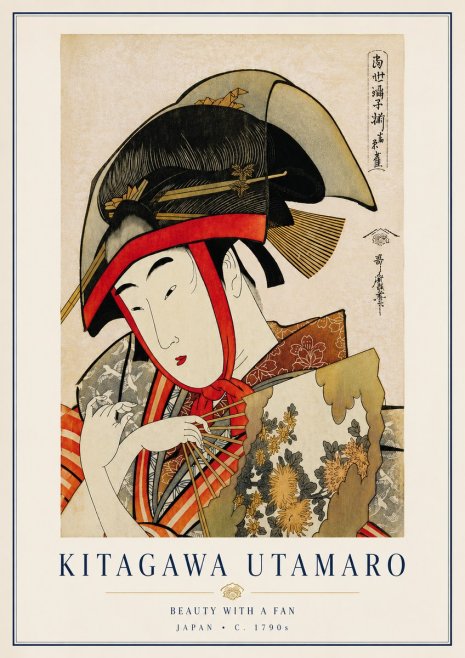 Kitagawa Utamaro Beauty with a Fan I No6 - Poszter