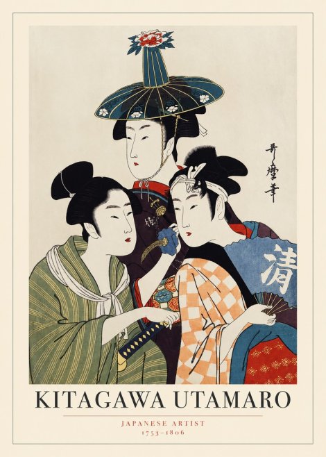 Kitagawa Utamaro Three Beauties No1 - Poszter