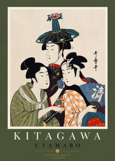 Kitagawa Utamaro Three Beauties No4 - Poszter