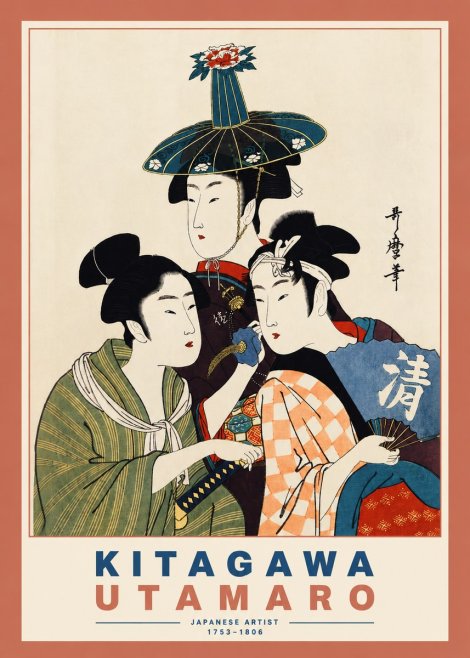 Kitagawa Utamaro Three Beauties No5 - Poszter