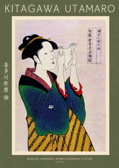 Kitagawa Utamaro Beauties Compared: Women Examining a Letter No4 - Poszter