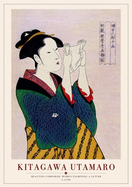 Kitagawa Utamaro Beauties Compared: Women Examining a Letter No5 - Poszter