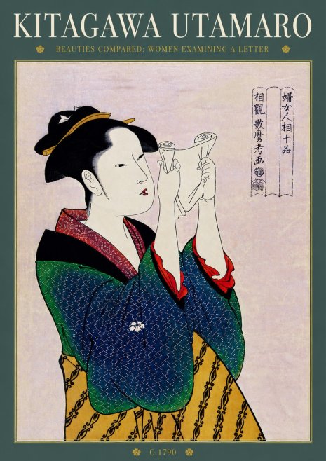 Kitagawa Utamaro Beauties Compared: Women Examining a Letter No6 - Poszter