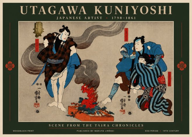 Utagawa Kuniyoshi Scene from the Taira Chronicles No6 - Poszter