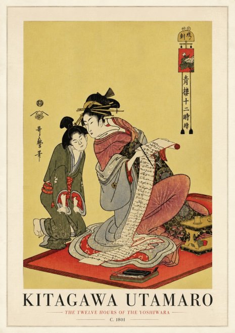 Kitagawa Utamaro The Twelve Hours of the Yoshiwara No3 - Poszter