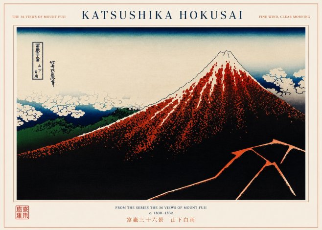 Katsushika Hokusai Fine Wind, Clear Morning No6 - Poszter