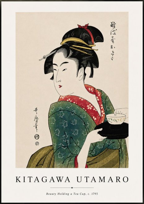 Kitagawa Utamaro Beauty Holding a Tea Cup No3 - Poszter