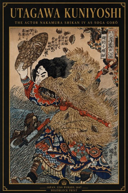 Utagawa Kuniyoshi The Actor Nakamura Shikan Iv as Soga Gorō No4 - Poszter