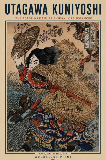 Utagawa Kuniyoshi The Actor Nakamura Shikan Iv as Soga Gorō No6 - Poszter