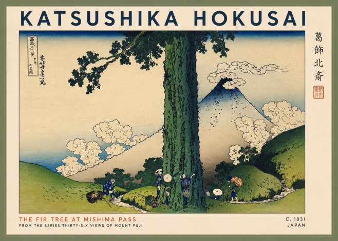 Katsushika Hokusai The Fir Tree at Mishima Pass No2 - Poszter
