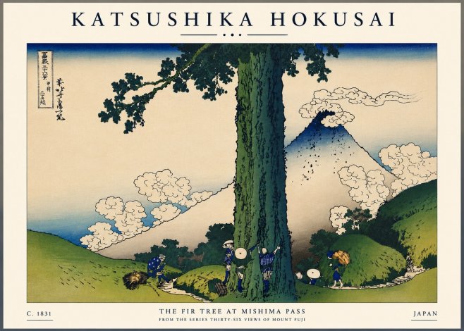 Katsushika Hokusai The Fir Tree at Mishima Pass No7 - Poszter