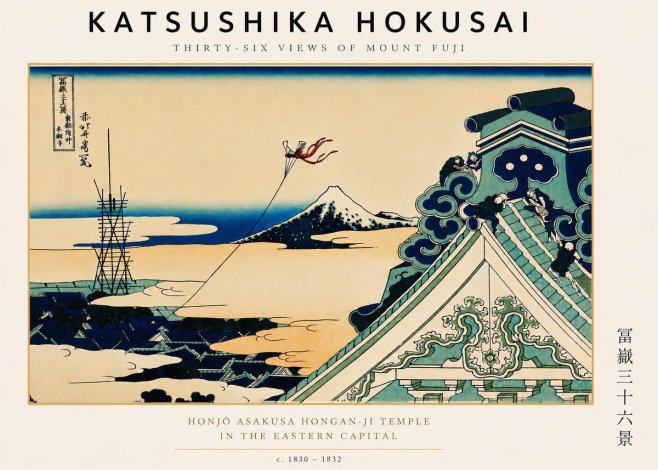 Katsushika Hokusai Honjo Asakusa Hongan-ji Temple in the Eastern Capital No6 - Poszter