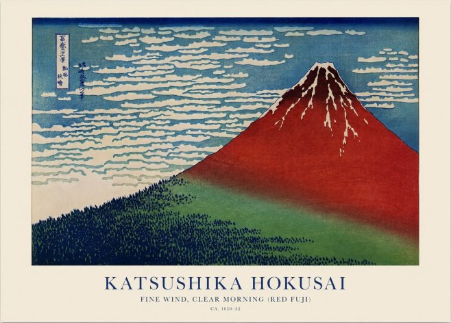 Katsushika Hokusai Fine Wind, Clear Morning (Red Fuji) I No1 - Poszter