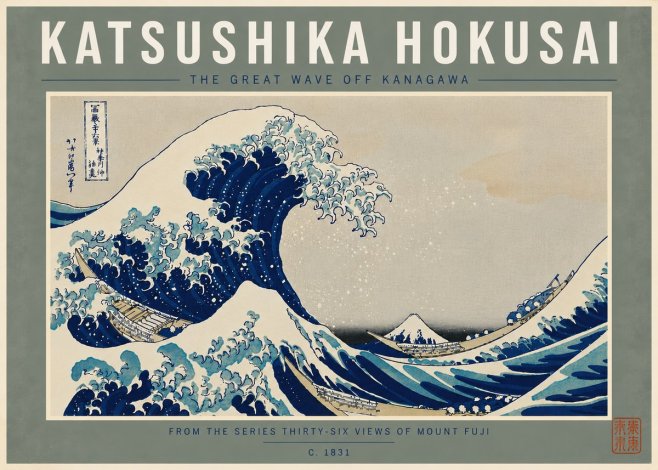 Katsushika Hokusai The Great Wave off Kanagawa I No8 - Poszter