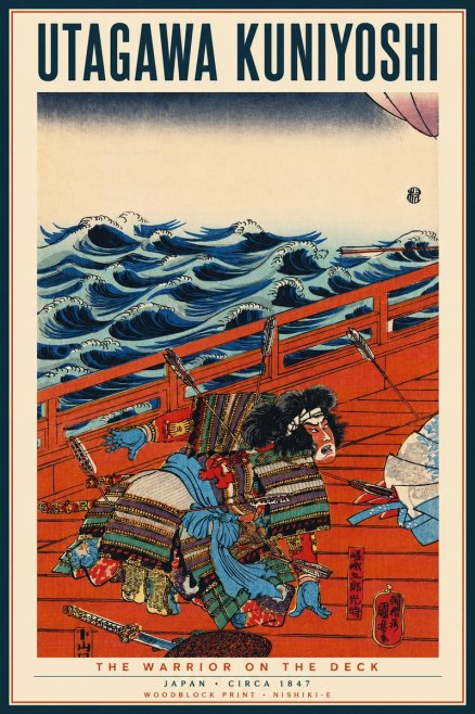 Utagawa Kuniyoshi The Warrior on the Deck No4 - Poszter