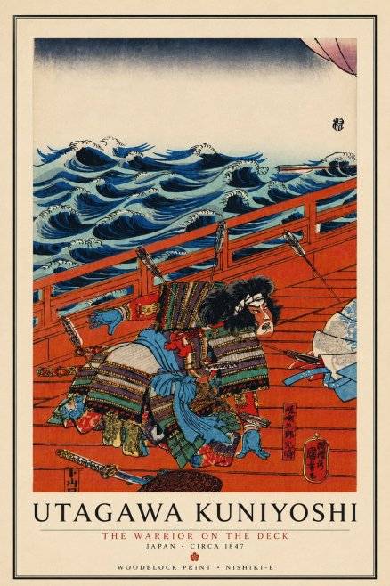 Utagawa Kuniyoshi The Warrior on the Deck No6 - Poszter