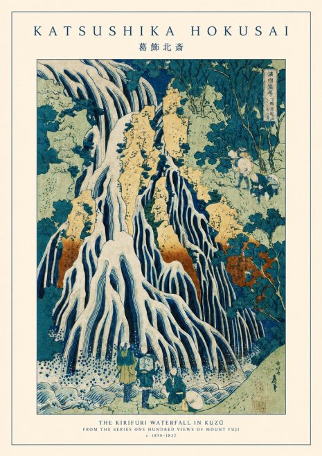 Katsushika Hokusai The Kirifuri Waterfall in Kuzū from the Series One Hundred Views of Mount Fuji No1 - Poszter