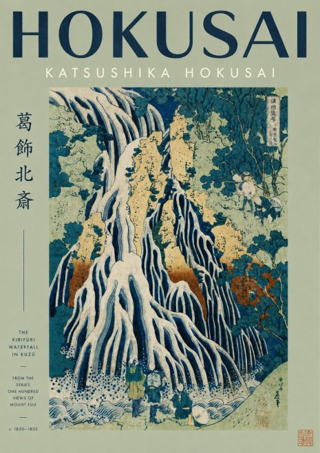 Katsushika Hokusai The Kirifuri Waterfall in Kuzū from the Series One Hundred Views of Mount Fuji No2 - Poszter