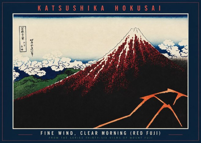 Katsushika Hokusai Fine Wind, Clear Morning (Red Fuji) II No2 - Poszter