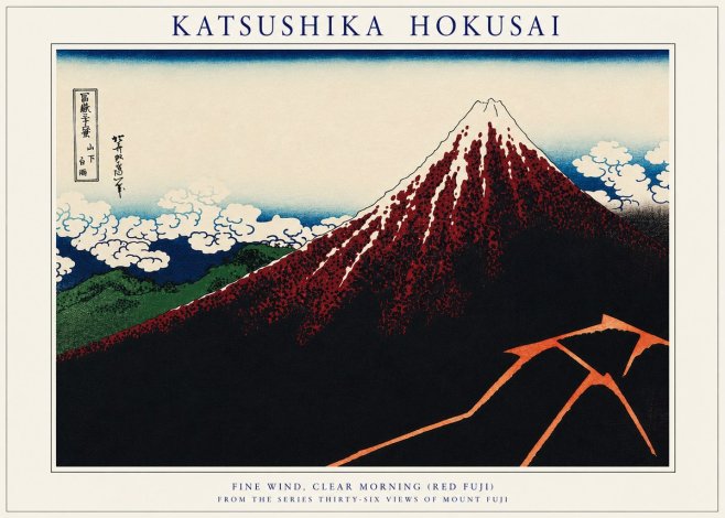 Katsushika Hokusai Fine Wind, Clear Morning (Red Fuji) II No3 - Poszter