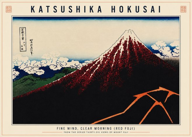 Katsushika Hokusai Fine Wind, Clear Morning (Red Fuji) II No6 - Poszter