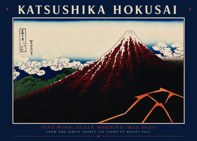 Katsushika Hokusai Fine Wind, Clear Morning (Red Fuji) II No8 - Poszter