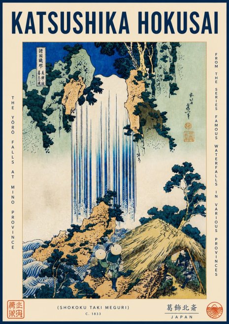 Katsushika Hokusai The Yōrō Falls at Mino Province No4 - Poszter