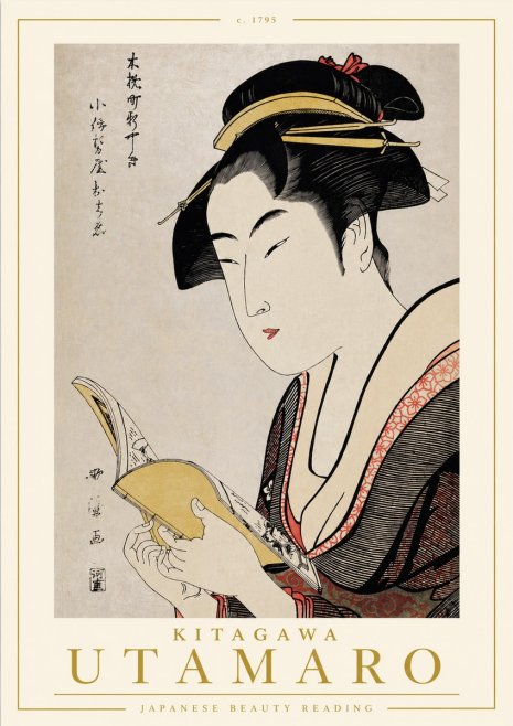 Kitagawa Utamaro Japanese Beauty Reading No4 - Poszter