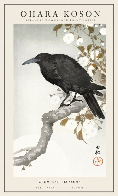Ohara Koson Crow and Blossoms I No1 - Poszter