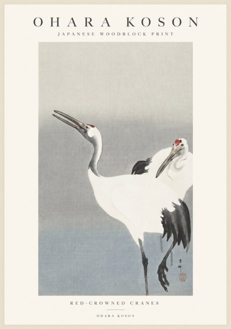Ohara Koson Red-crowned Cranes No1 - Poszter