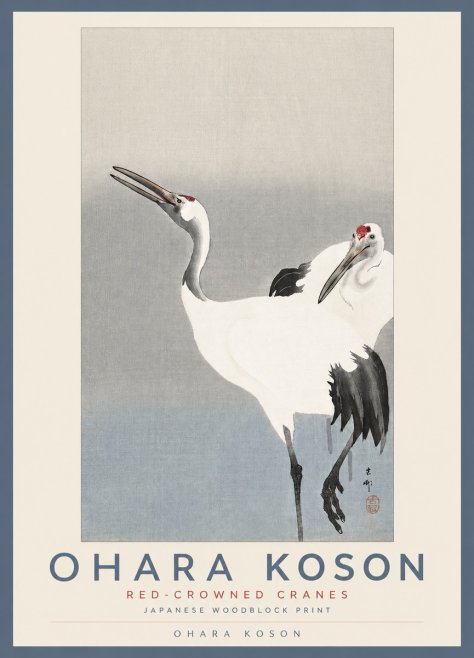 Ohara Koson Red-crowned Cranes No2 - Poszter