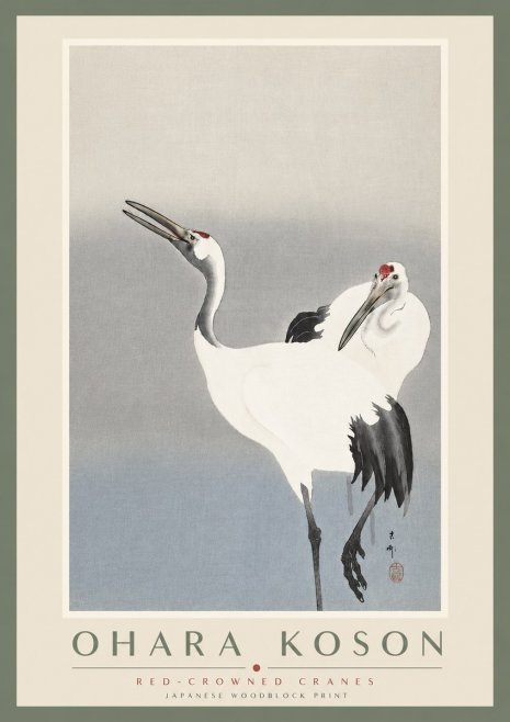 Ohara Koson Red-crowned Cranes No4 - Poszter