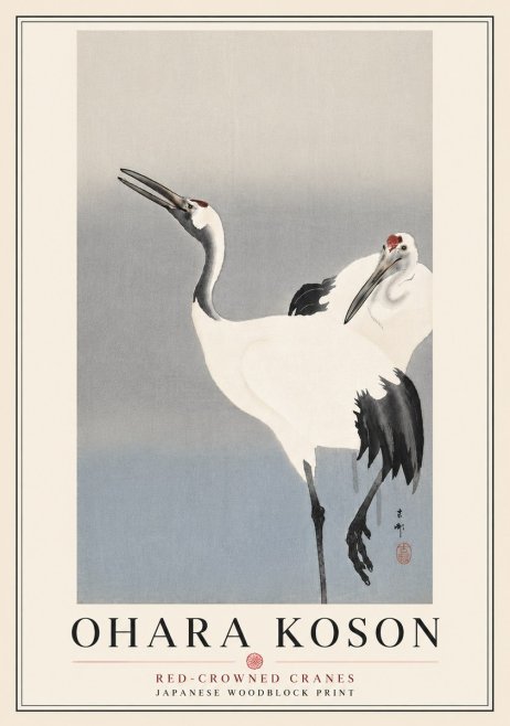 Ohara Koson Red-crowned Cranes No6 - Poszter