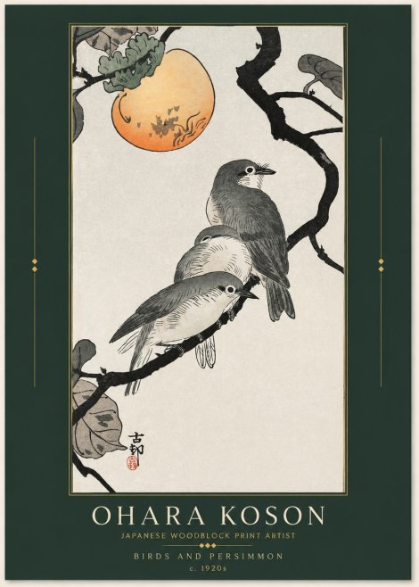 Ohara Koson Birds and Persimmon No3 - Poszter