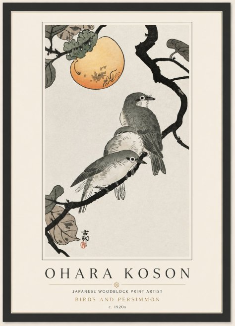 Ohara Koson Birds and Persimmon No4 - Poszter
