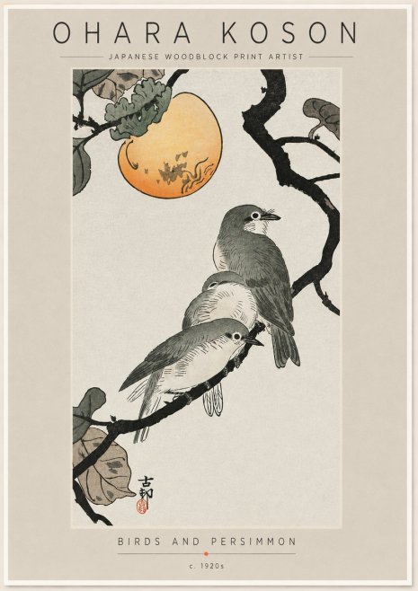 Ohara Koson Birds and Persimmon No6 - Poszter