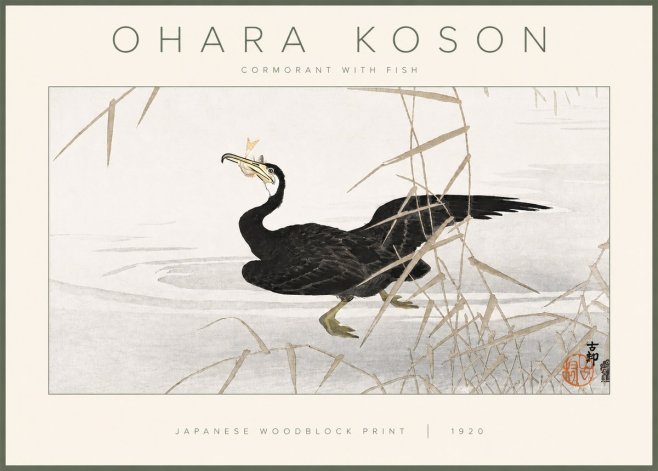 Ohara Koson Cormorant with Fish No3 - Poszter
