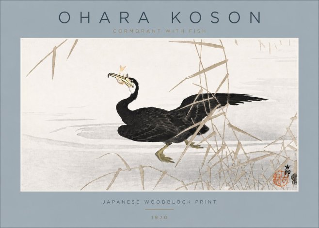 Ohara Koson Cormorant with Fish No4 - Poszter