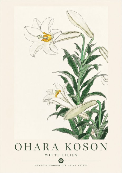 Ohara Koson White Lilies No1 - Poszter