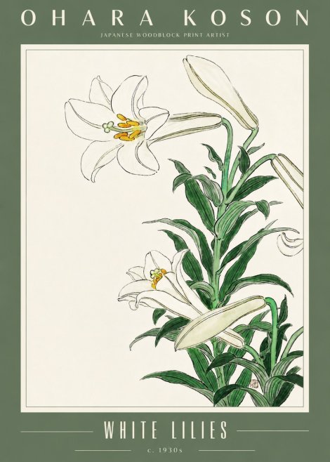 Ohara Koson White Lilies No4 - Poszter