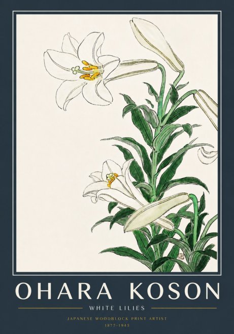 Ohara Koson White Lilies No5 - Poszter