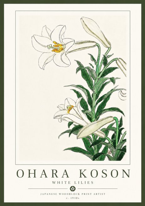 Ohara Koson White Lilies No6 - Poszter