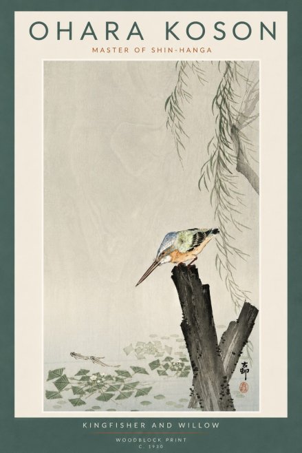 Ohara Koson Kingfisher and Willow No6 - Poszter