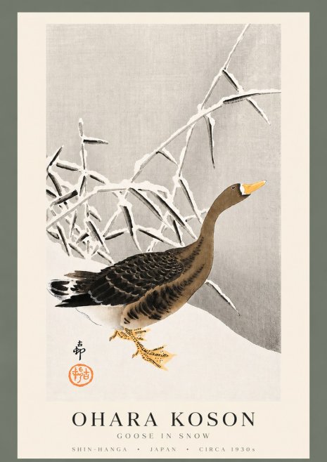 Ohara Koson Goose in Snow No3 - Poszter