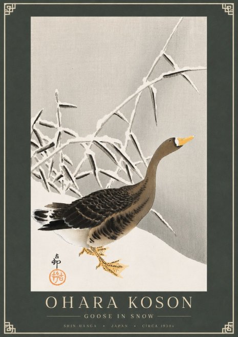 Ohara Koson Goose in Snow No4 - Poszter