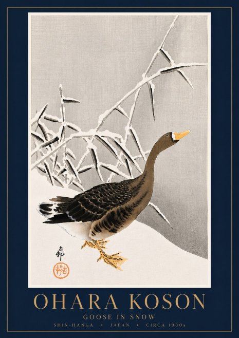 Ohara Koson Goose in Snow No6 - Poszter