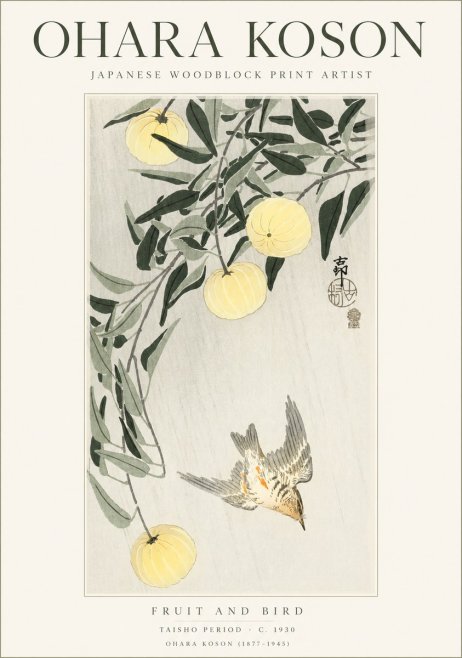 Ohara Koson Fruit and Bird No1 - Poszter
