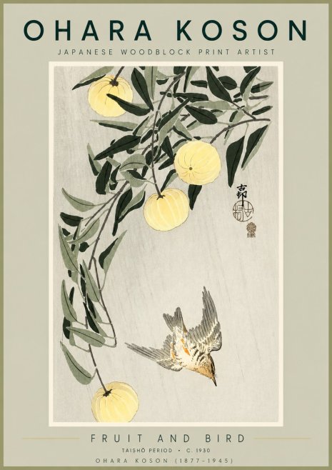 Ohara Koson Fruit and Bird No2 - Poszter