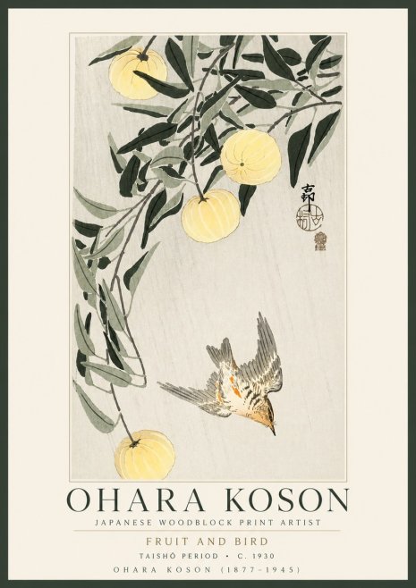 Ohara Koson Fruit and Bird No3 - Poszter